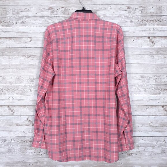 Southern Tide Mens Flannel Button Down Shirt M Pink Plaid Hemp Blend 508 - Picture 2 of 5